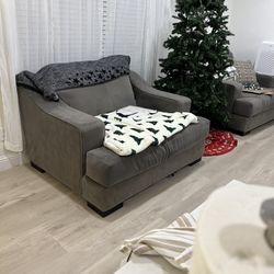 Lodge Grey Performance Fabric 58" Velvet Oversized Chair