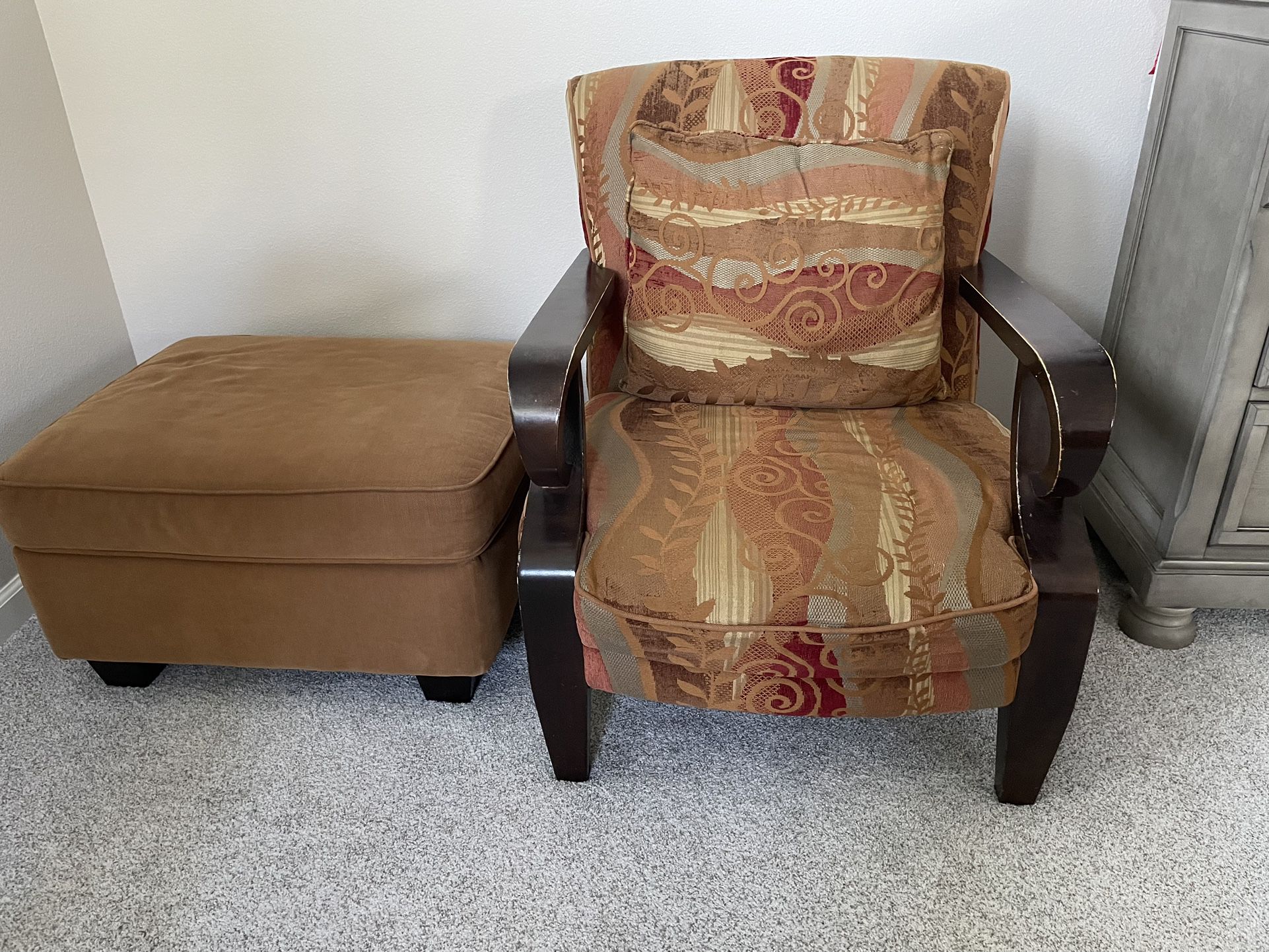 Custom Made Accent Chair And Ottoman And pillow 