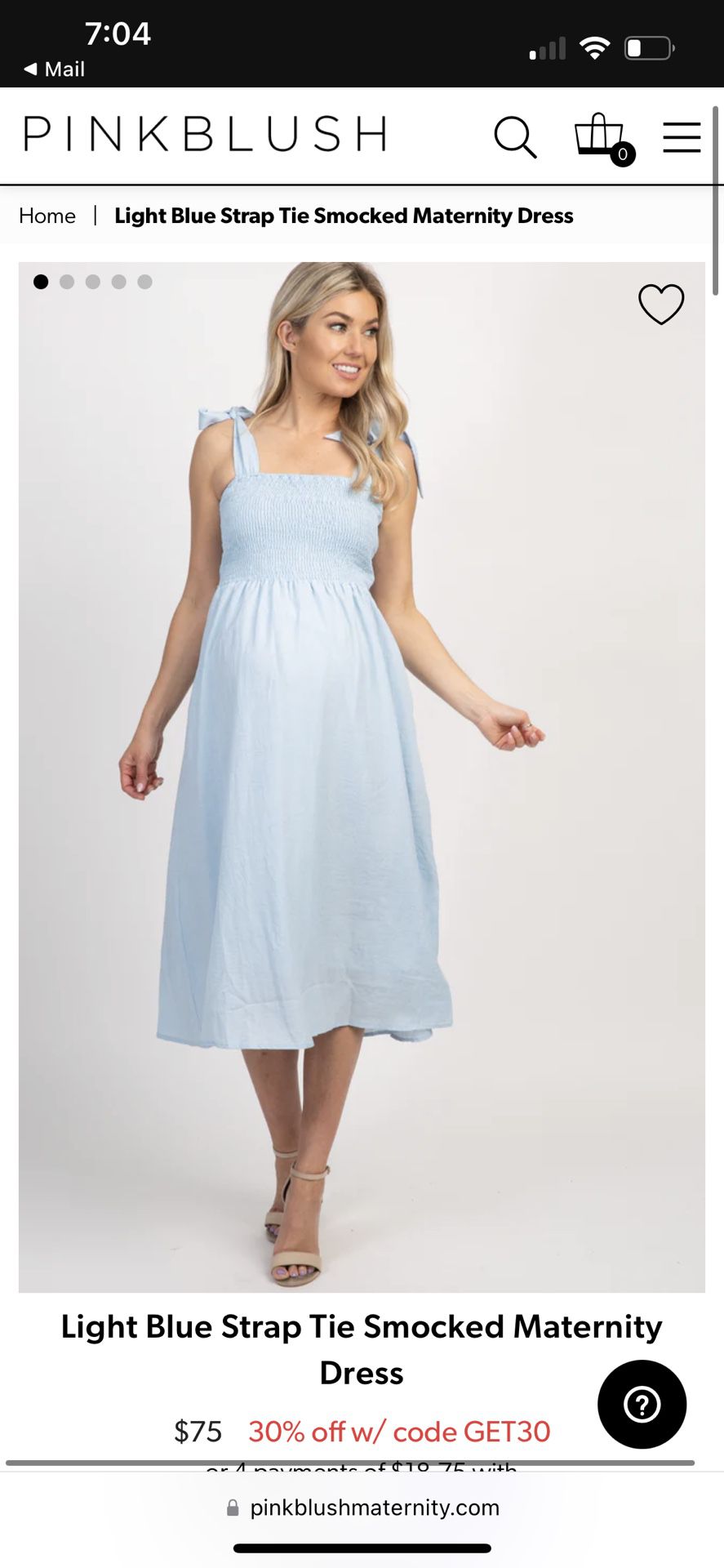 Light Blue Strap Tie Maternity Dress Size M