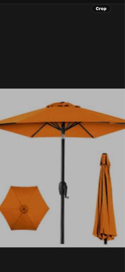 Orange Outdoor Patio Umbrella with Crank