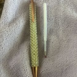 Yellow, Pearl And Rhinestone Pen