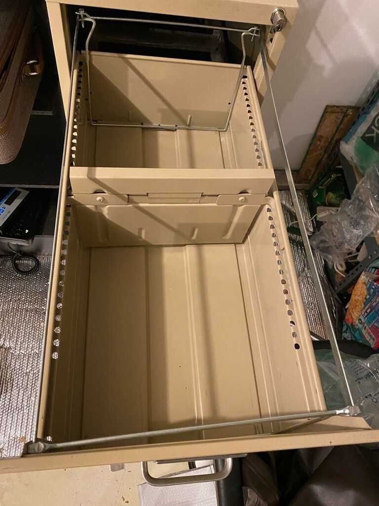 Putty / Beige Almond Metal Vertical 4-Drawer Letter-Size Locking File Cabinet W/ Key and Folders