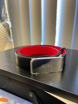 Hugo Boss Leather Black and Red Belt Size 38
