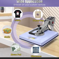 AKEYDIY 15"x15" Heat Press Machine Pro Shirts Heat Press Large Pull Out Lower Platen Slide Out T-Shirt Digital Sublimation Heat Transfer Press Machine