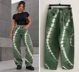 BDG Urban Outfitters Green Tie Dye Baggy Jeans Size 24