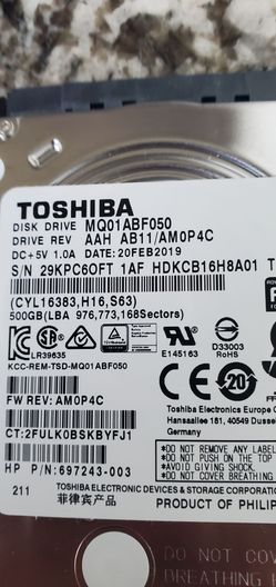 1TB and 500gb 2.5 Sata Hard Drives For Laptop Or PC