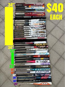 Softball Bats Sizes Are Shown In The Pictures $40 Each Have More Softball And Baseball Equipment