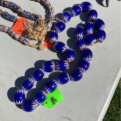Blue Cheveron Beads