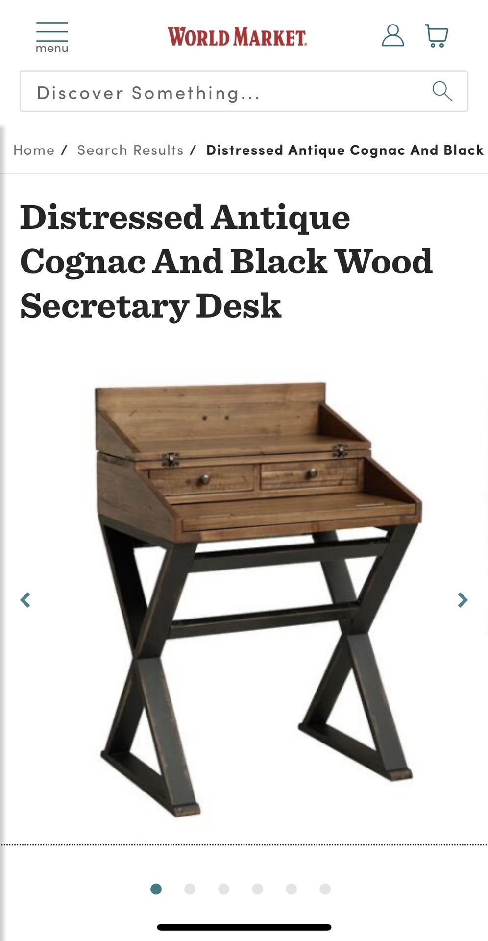 Distressed Antique Cognac And Black Wood Secretary Desk