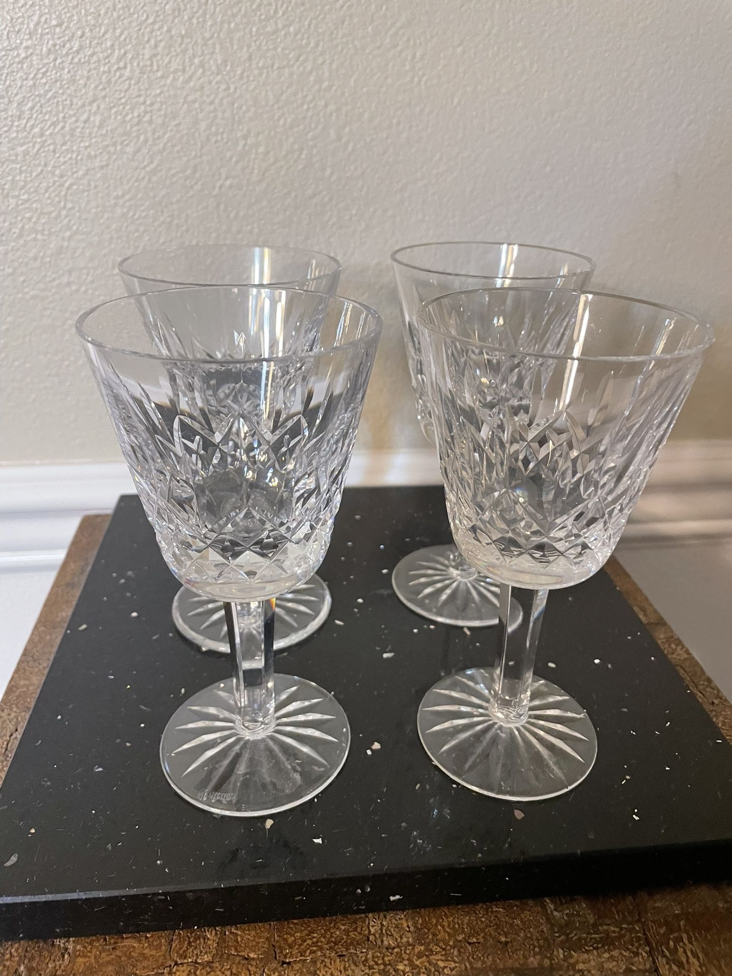 Vintage Set of 4 Waterford Crystal Claret Wine Glasses Lismore 5.75”