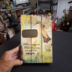 Demdaco "Surrender" Slat Board Wall Art Designed By Kelly Rae Roberts, Features Hummingbird Motif "Surrender Your Fear. Embrace The Uncertainty And Tr