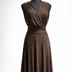 Tracy Evans Brown Sleeveless Faux Wrap Dress Size 10