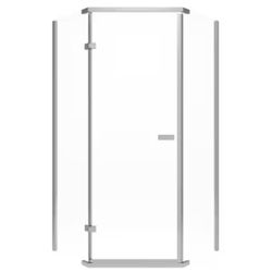 Delta 38 in. W x 72 in. H Neo-Angle Pivot Frameless Corner Shower Enclosure in Stainless