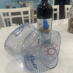 Nautical Plastic Wine Glasses x4