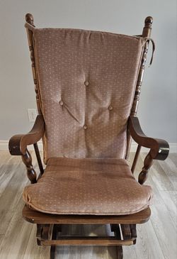 Vintage Wooden Rocking Chair with Cushions
