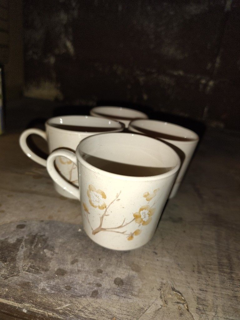 Vintage CorningWare Cornerstone China Blossom Time Pattern Set of 4 Mugs