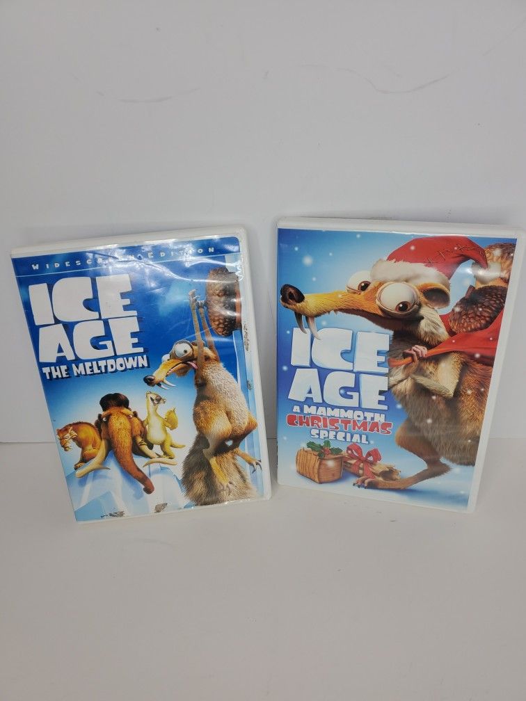 Lot of 2 Ice Age Meltdown & Ice Age A Mammoth Christmas Special DVD's Children's