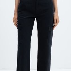 Mango Black Cargo Trousers