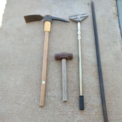 Sledge Hammer, Steel Bar, Pick, Scraper 