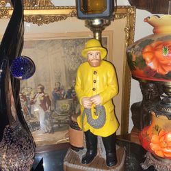 Old Salty Lamp ( Complete) And Fisherman Statue