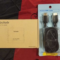 Techole AV TO HDMI + 4' HDMI Cable/New