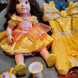 Used Beautiful Disney Princess Doll Belle 20"(talking & singing) I'm