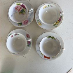 Set Of Four Teacups A D Saucers NASCO Japan