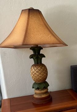Two Vintage Pineapple Lamps With Shade