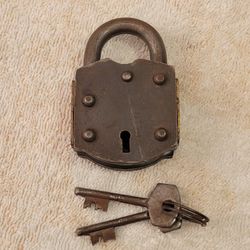 Antique heavy duty padlock lock with 2 keys
