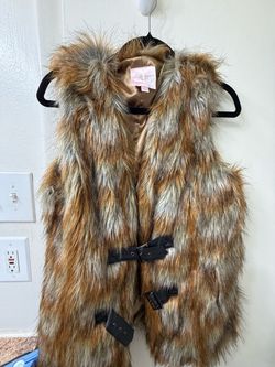 Faux Fur Vest with Belt Buckle Closure