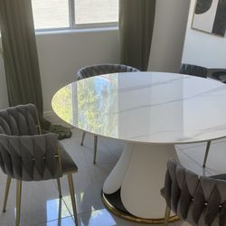 Round Marble Dining Table With 4 Chairs 