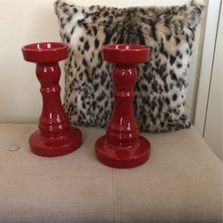 Two beautiful red candleholders from target