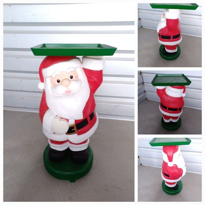 Vintage Mr Christmas Blow Mold Santa With Serving Tray