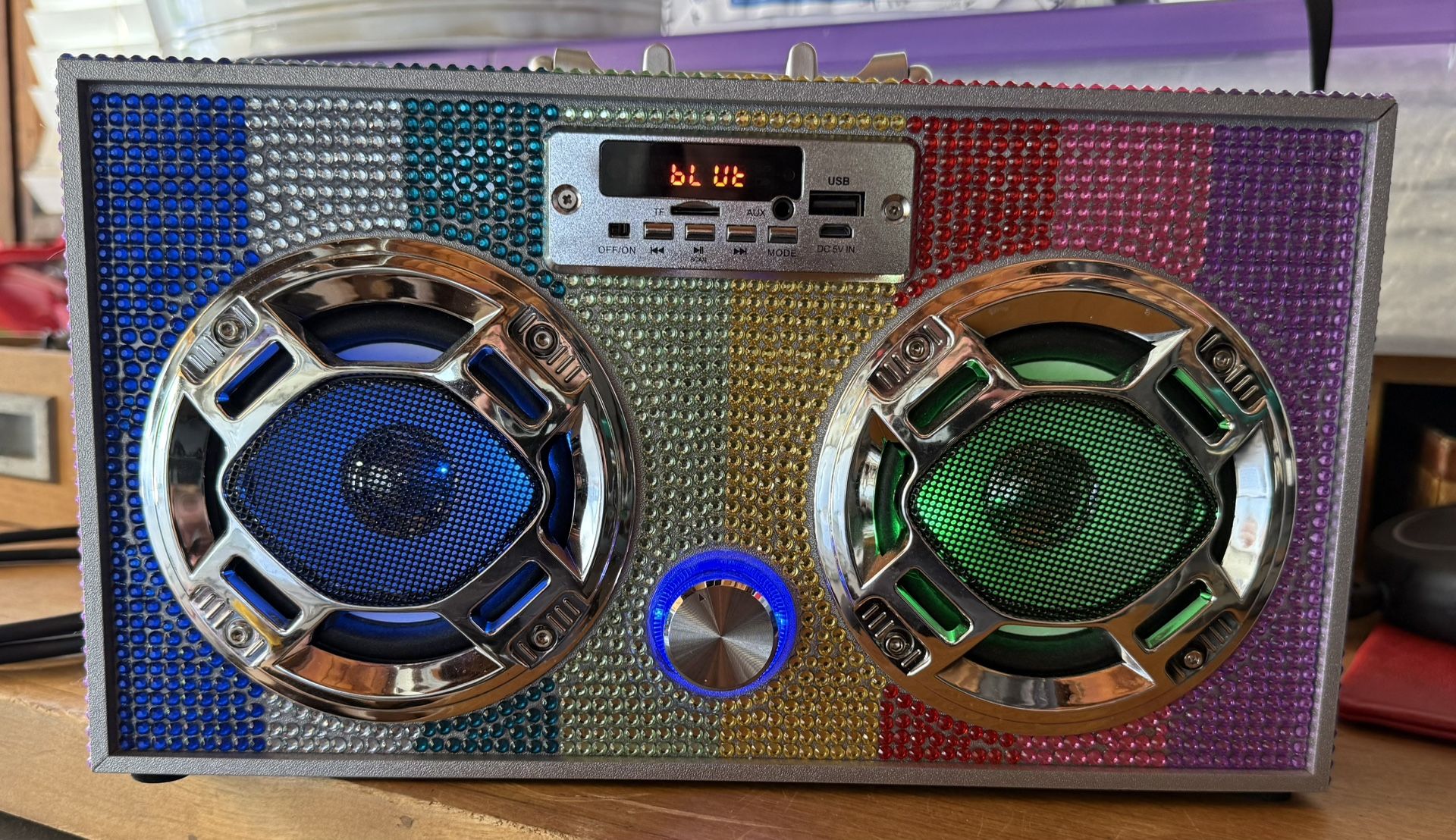 Kids Boombox with LED Speakers – Retro Bluetooth Speaker w/Enhanced FM Radio