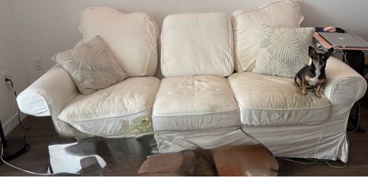White Slipcovered 3-Seat Sofa