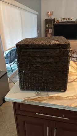 Lined wicker storage box