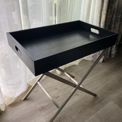 Side Table Folding Tray Silver Legs
