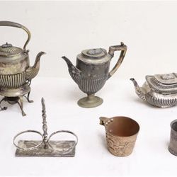English Vintage Silver Plate Tea Set & Misc Items