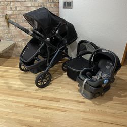 Uppababy Vista Double Stroller with Car Seat and Bassinet Black 