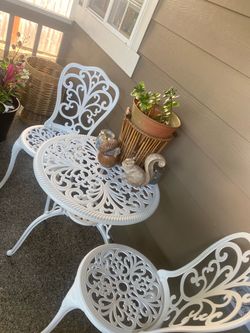 White Cast Iron Patio Bistro Set