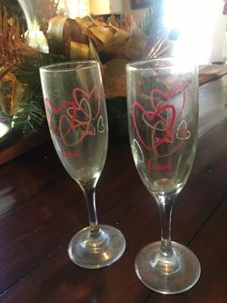 Hand painted love champagne flute