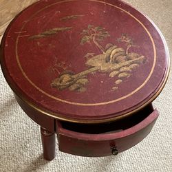 Cute little Red Asian Table w/golden tree Motiv