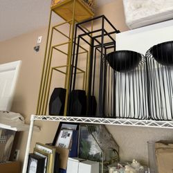 Floral Arrangement Stands Gold And Black Pedestal