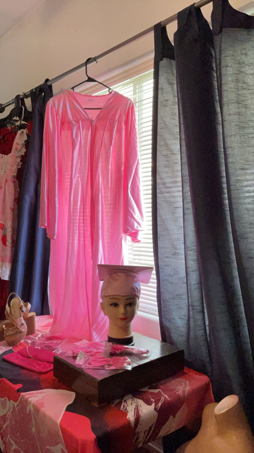 Pink Graduation Gown And Cap