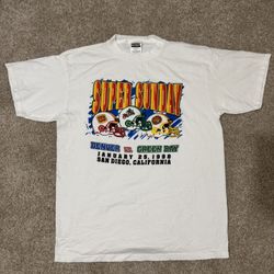 Vintage The Orleans Super Sunday Denver Broncos VS Green Bay packers 1998 T-Shirt Size X Large