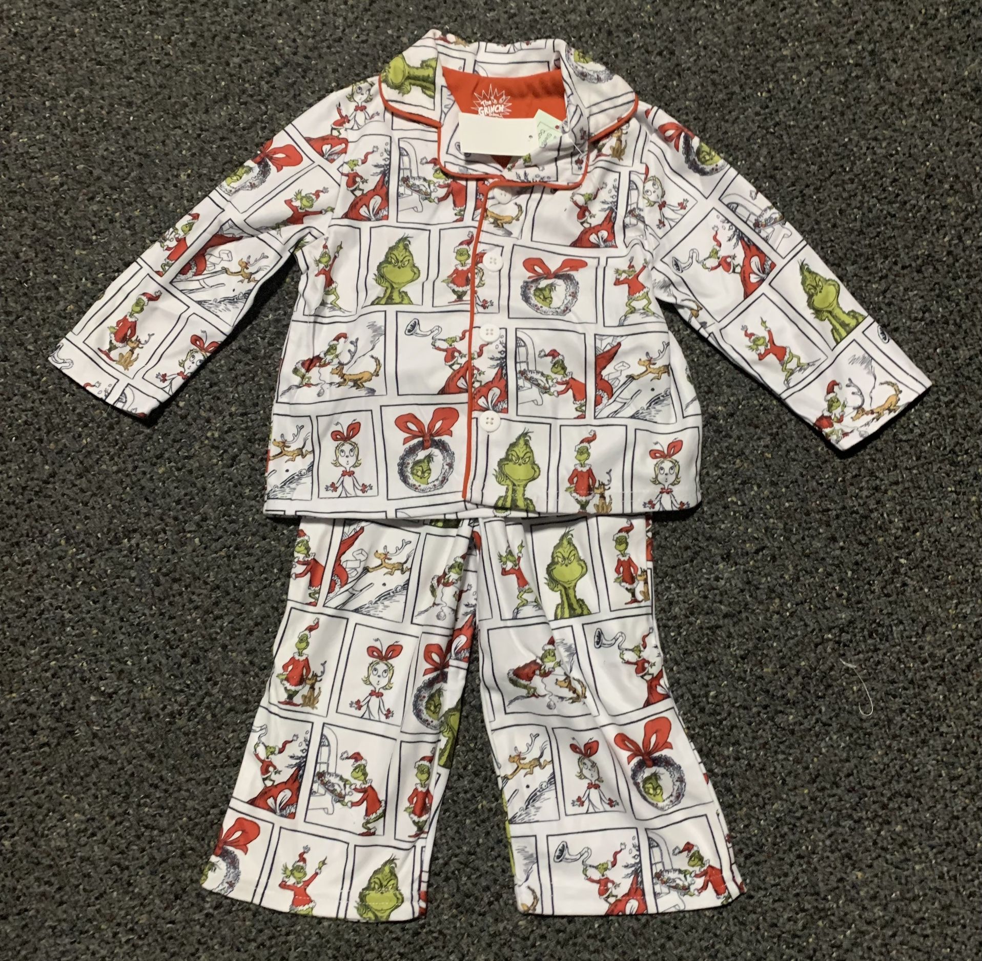 New The Grinch and Cindy Lou and Max boys size 18 month Christmas flannel pajama set