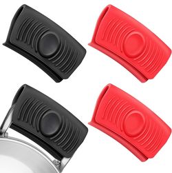 2 Pairs Silicone Assist Pot Handle Holder Heat Insulated Hot Pot Grip Handle Cover Sleeve Grip for Pans, Griddles, Skillets (Red and Black)
