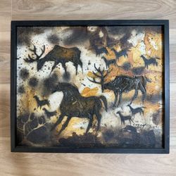 Original Signed Luzon Mixed Media Horse Painting – Vintage Modern Art