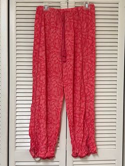 Disney Cruise Line Pink Palm Leaf Wide Lounge Pants - Size L/XL - VGUC