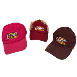 Lot of 3 Raising Canes Hats Chicken Fingers One Love Cap Employee Crew Member